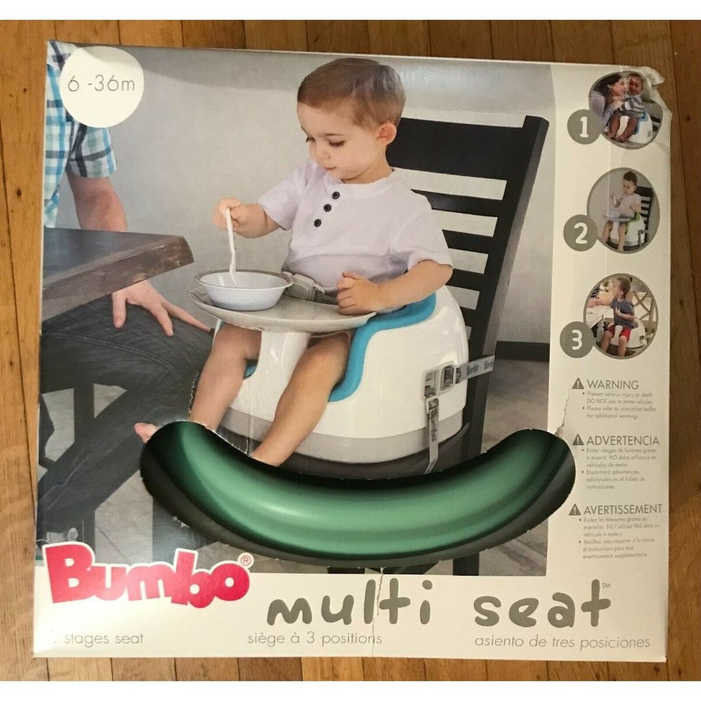 Bumbo Baby/Toddler Adjustable Height 3-in-1 Non-Slip Multi Seat Green White